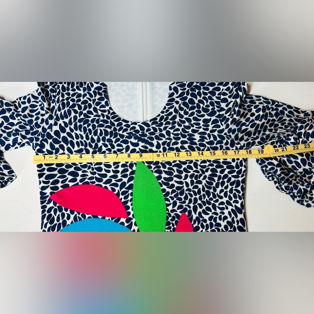 Lilly Pulitzer Angie Shift Dress Navy White Pink Green Leaf Pattern Midi Size M - Picture 13 of 14